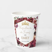 Burgundy Floral Presentación de 3 años Papieren Bekers (Voorkant)