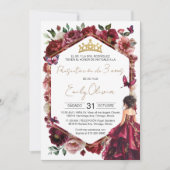 Burgundy Floral Presentación de 3 años Photo Kaart (Voorkant)