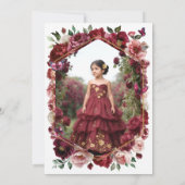 Burgundy Floral Presentación de 3 años Photo Kaart (Achterkant)