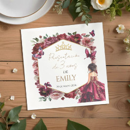 Burgundy Floral Presentación de 3 años Servet