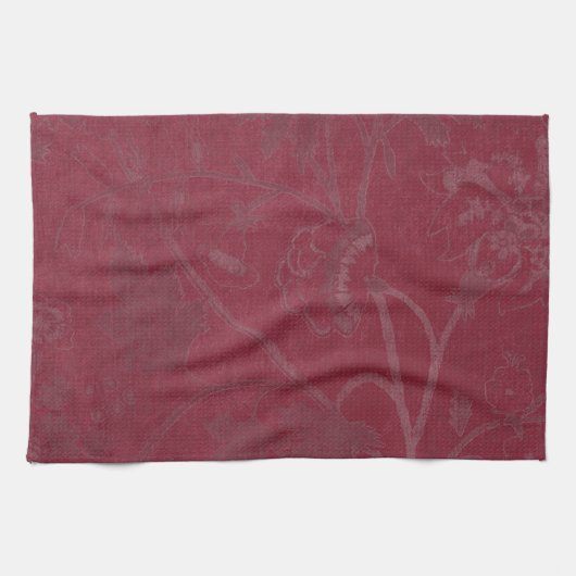 Burgundy Floral Print Background Theedoek (Horizontaal)