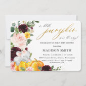 Burgundy Floral Pumpkin Elephant Baby shower Kaart (Voorkant)