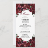 Burgundy Floral Quinceanera Menu Kaart (Voorkant)