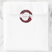 Burgundy Floral Quinceanera Round Stickers (Tas)