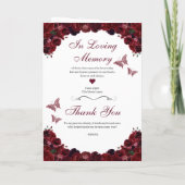 Burgundy Floral Quinceanera Tiara Butterflies Programma (Achterkant)