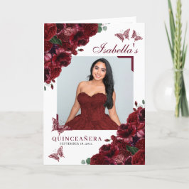 Burgundy Floral Quinceanera Tiara Butterflies Programma