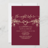 Burgundy Floral Rehearsal Dinner Invitation Kaart (Voorkant)