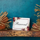 Burgundy Floral Reserved Wedding 5x7 Table Fotoplaat (Zijkant)