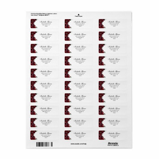 Burgundy Floral Return Address Label (Full Sheet)