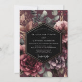 Burgundy Floral Romance Wedding Kaart (Voorkant)