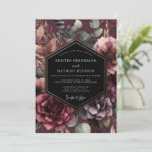 Burgundy Floral Romance Wedding Kaart (Staand voorkant)