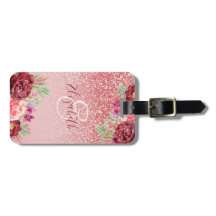 Burgundy Floral Roos Gold Glitter - Gepersonalisee