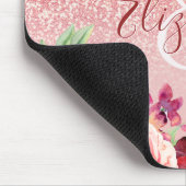 Burgundy Floral Roos Gold Glitter - Gepersonalisee Muismat (Hoek)