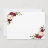 Burgundy Floral Roos Gold redder onze nieuwe datum Save The Date (Achterkant)