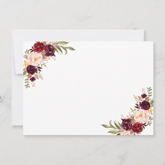 Burgundy Floral Roos Gold redder onze nieuwe datum Save The Date (Achterkant)