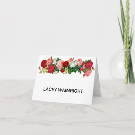 BURGUNDY FLORAL | ROZEN GARLAND FLOWE Persoonlijk Notitiekaartje