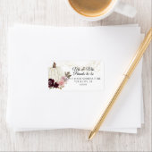 Burgundy Floral Rozen Gold Pumpkin Adres Etiket (Insitu)