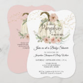Burgundy Floral Rozen Gold Pumpkin Baby shower Inv Kaart (Voorkant / Achterkant)