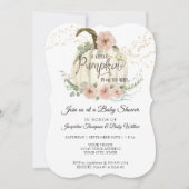 Burgundy Floral Rozen Gold Pumpkin Baby shower Inv Kaart (Voorkant)