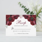 Burgundy Floral RSVP Enclosure Card Kaartje (Staand voorkant)