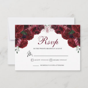 Burgundy Floral RSVP Enclosure Card Kaartje