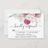 Burgundy Floral RSVP-kaart Bedankkaart (Voorkant)