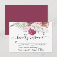 Burgundy Floral RSVP-kaart