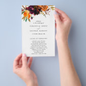 Burgundy Floral Rustic Budget Wedding Programme Flyer (Hand)