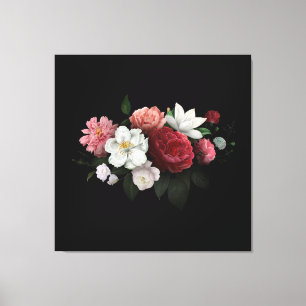Burgundy Floral Rustic Canvas Afdruk