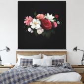 Burgundy Floral Rustic Canvas Afdruk (Insitu (Slaapkamer))