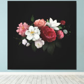 Burgundy Floral Rustic Canvas Afdruk (Insitu (Houten vloer))