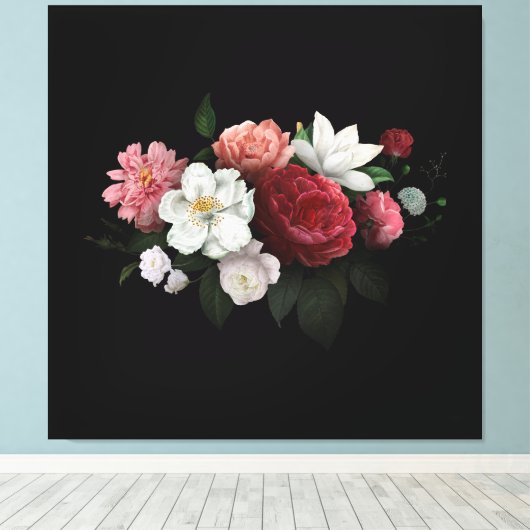 Burgundy Floral Rustic Canvas Afdruk (Insitu (Houten vloer))