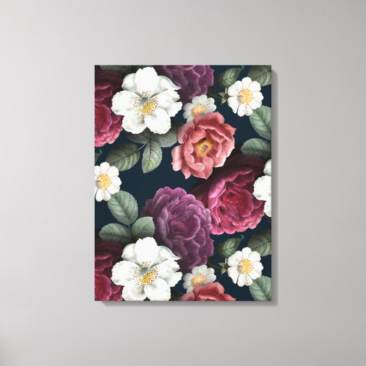 Burgundy Floral Rustic Canvas Afdruk (Voorkant)