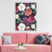 Burgundy Floral Rustic Canvas Afdruk (Insitu (Woonkamer))