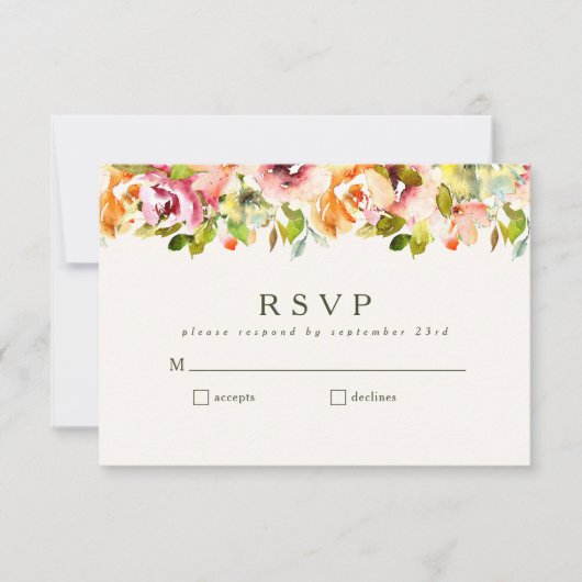 Burgundy Floral Rustic Country Weddenschap Eenvoud RSVP Kaartje (Voorkant)