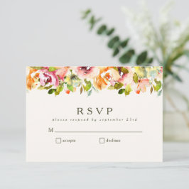 Burgundy Floral Rustic Country Weddenschap Eenvoud RSVP Kaartje