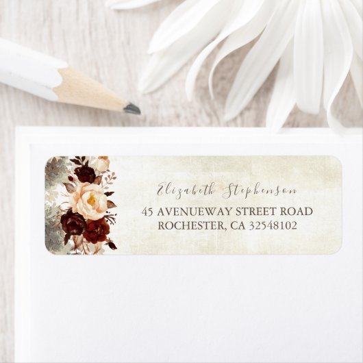 Burgundy Floral Rustic Etiket (Insitu)