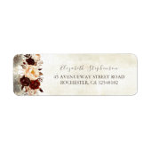 Burgundy Floral Rustic Etiket (Voorkant)