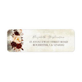 Burgundy Floral Rustic Etiket