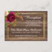 Burgundy Floral Rustic Gold Blush Roos Reception Informatiekaartje (Voorkant)
