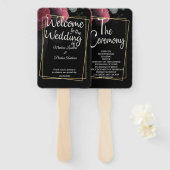 Burgundy Floral Rustic Handwaaier (Voorkant en achterkant)