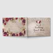Burgundy Floral Rustic Mason Jar Wedding Gastenboek (Volledig)