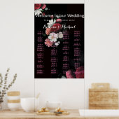 Burgundy Floral Rustic Poster (Keuken)