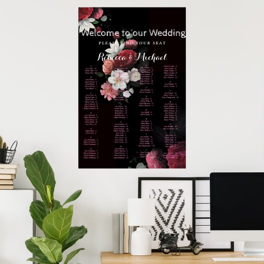 Burgundy Floral Rustic Poster (Thuiskantoor)