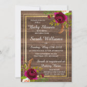 Burgundy Floral Rustic Roos Baby shower Kaart (Voorkant)