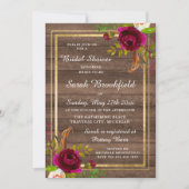 Burgundy Floral Rustic Roos Vrijgezellenfeest Kaart (Voorkant)