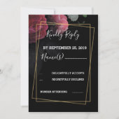 Burgundy Floral Rustic RSVP Kaart (Voorkant)