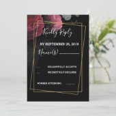 Burgundy Floral Rustic RSVP Kaart (Staand voorkant)