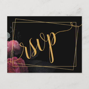 Burgundy Floral Rustic RSVP Uitnodiging Briefkaart