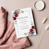 Burgundy Floral Rustic Save the Date Notitiekaartje
